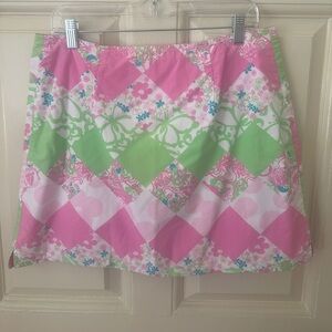 Lilly Pulitzer Pink and Green Patchwork Mini Skirt